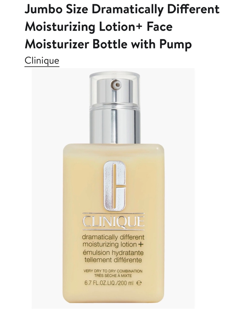 Clinique Yellow Pump Bottle Dramatically Different Moisturizing Lotion+